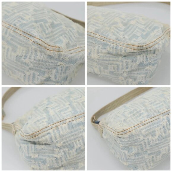 FENDI Zucca Canvas Shoulder Bag Denim Light Blue Gold Auth 140817 - Picture 14 of 16